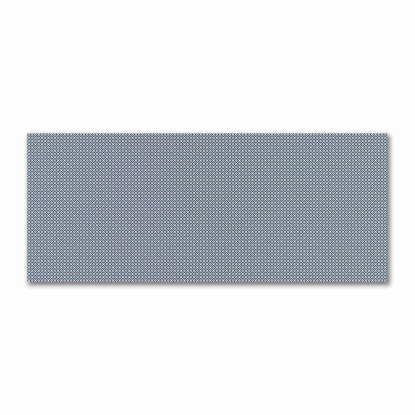 Pale Cream Cotton Sateen Fabric with Royal Blue Repeating Square Motif Print | FACS-1293-122