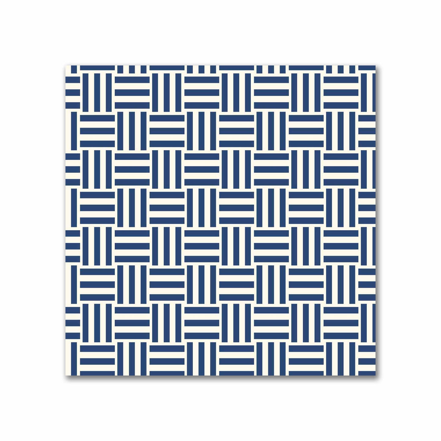 Pale Cream Cotton Sateen Fabric with Royal Blue Single Weave Motif Print | FACS-1293-142
