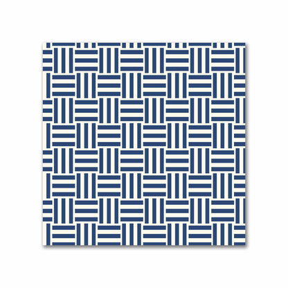 Pale Cream Cotton Sateen Fabric with Royal Blue Single Weave Motif Print | FACS-1293-142