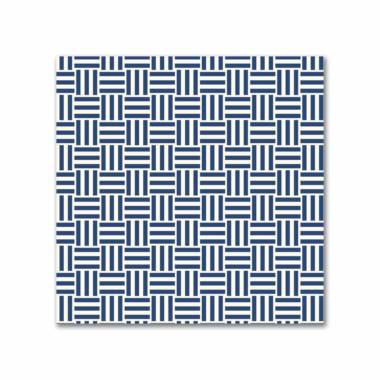 Pale Cream Cotton Sateen Fabric with Royal Blue Double Weave Motif Print | FACS-1293-144