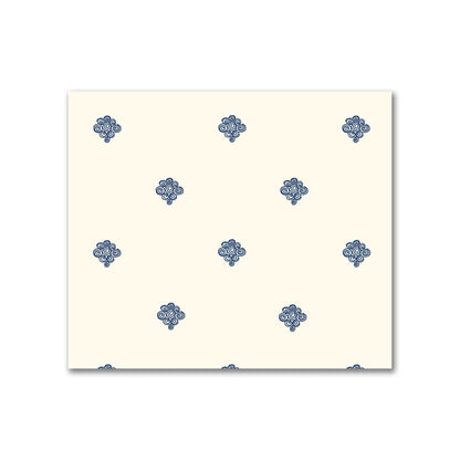 Pale Cream Cotton Sateen Fabric with Royal Blue Hand-painted Swizzle Motif Print | FACS-1293-171