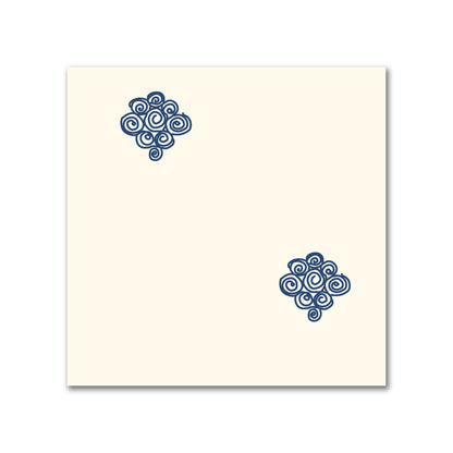 Pale Cream Cotton Sateen Fabric with Royal Blue Hand-painted Swizzle Motif Print | FACS-1293-171