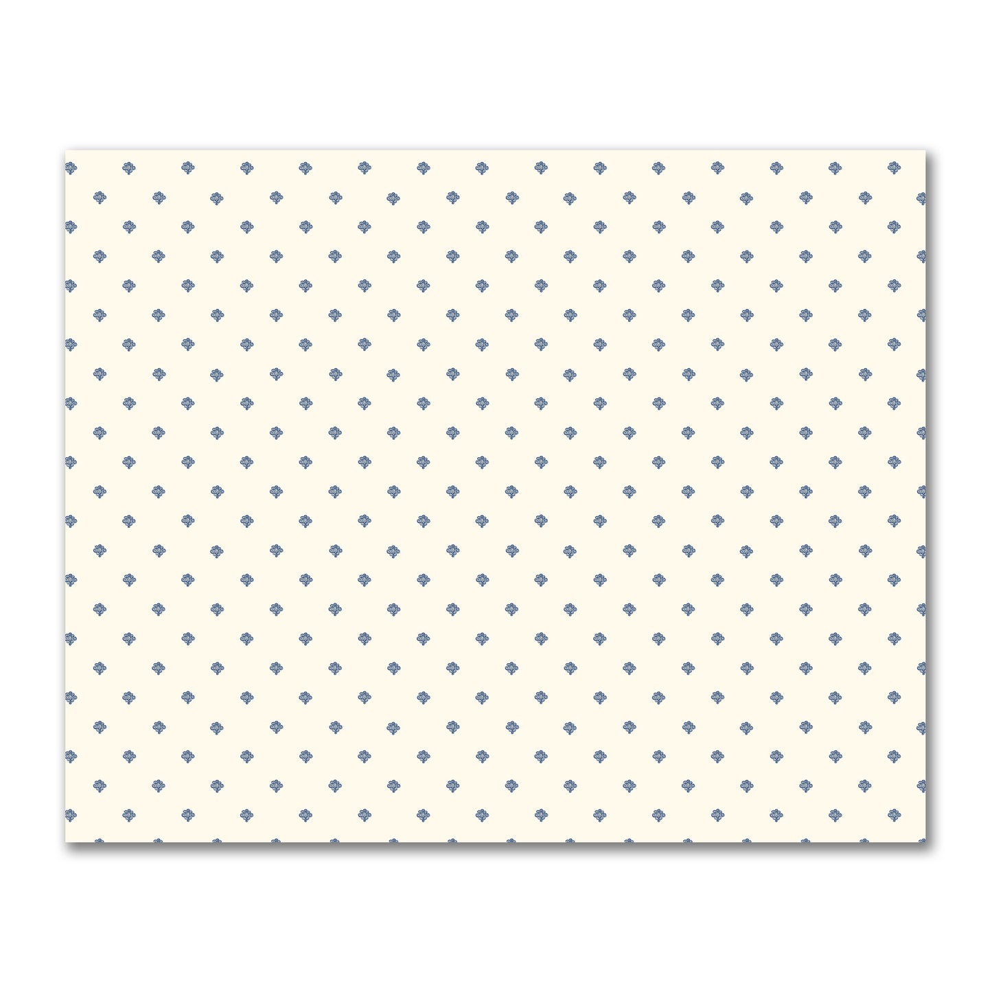 Pale Cream Cotton Sateen Fabric with Royal Blue Hand-painted Swizzle Motif Print | FACS-1293-171