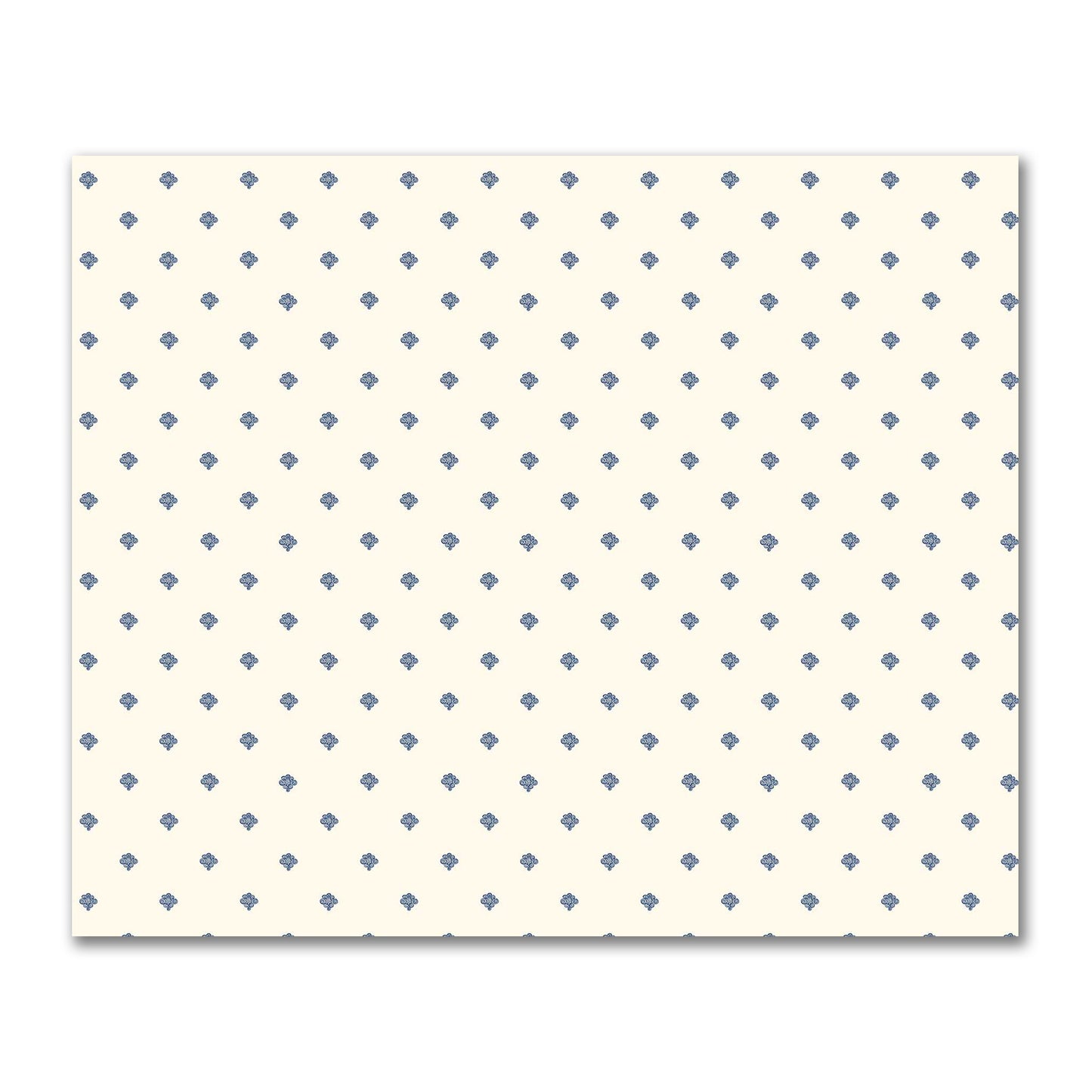 Pale Cream Cotton Sateen Fabric with Royal Blue Hand-painted Swizzle Motif Print | FACS-1293-171