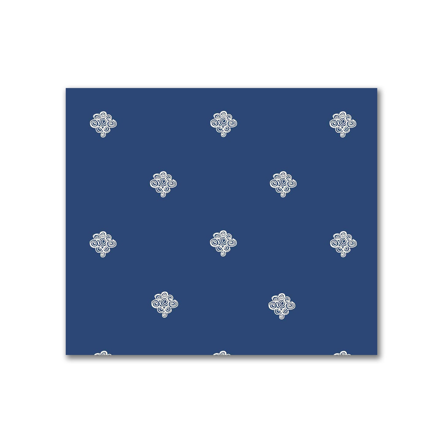 Royal Blue Cotton Sateen Fabric with Pale Cream Hand-painted Swizzle Motif Print | FACS-1293-172