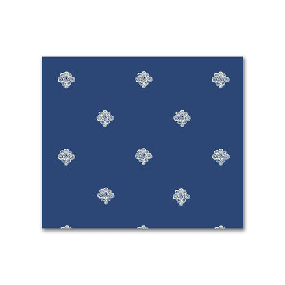 Royal Blue Cotton Sateen Fabric with Pale Cream Hand-painted Swizzle Motif Print | FACS-1293-172