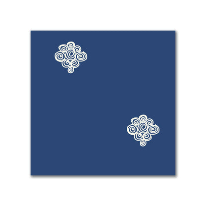 Royal Blue Cotton Sateen Fabric with Pale Cream Hand-painted Swizzle Motif Print | FACS-1293-172