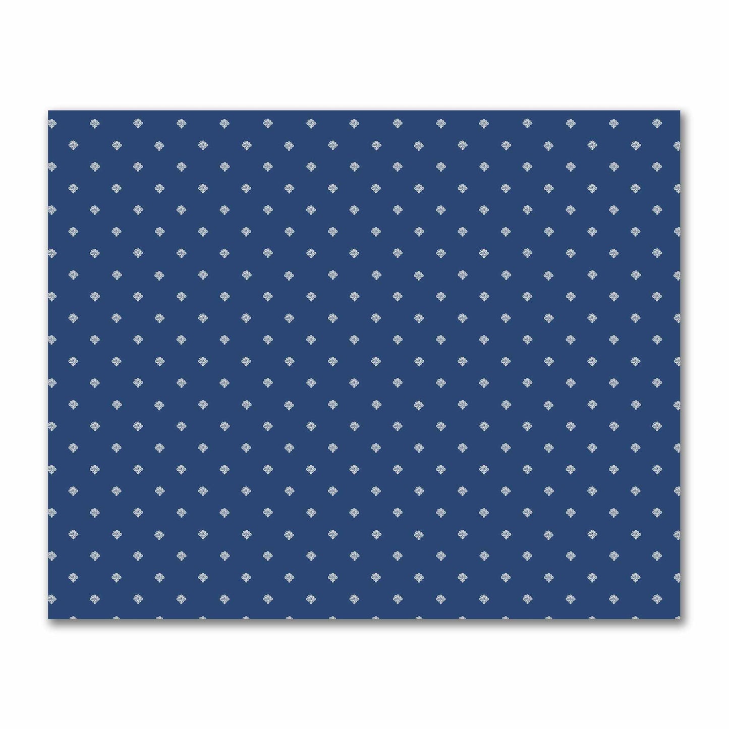 Royal Blue Cotton Sateen Fabric with Pale Cream Hand-painted Swizzle Motif Print | FACS-1293-172