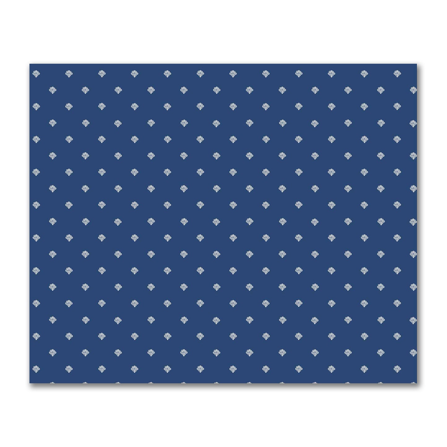 Royal Blue Cotton Sateen Fabric with Pale Cream Hand-painted Swizzle Motif Print | FACS-1293-172