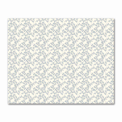 Pale Cream Cotton Sateen Fabric with Royal Blue Hand-painted Vine Print | FACS-1293-181