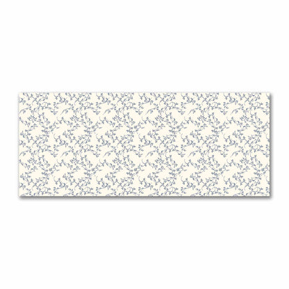 Pale Cream Cotton Sateen Fabric with Royal Blue Hand-painted Vine Print | FACS-1293-181