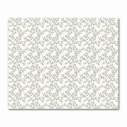 Pale Cream Cotton Sateen Fabric with Royal Blue Hand-painted Vine Print | FACS-1293-181