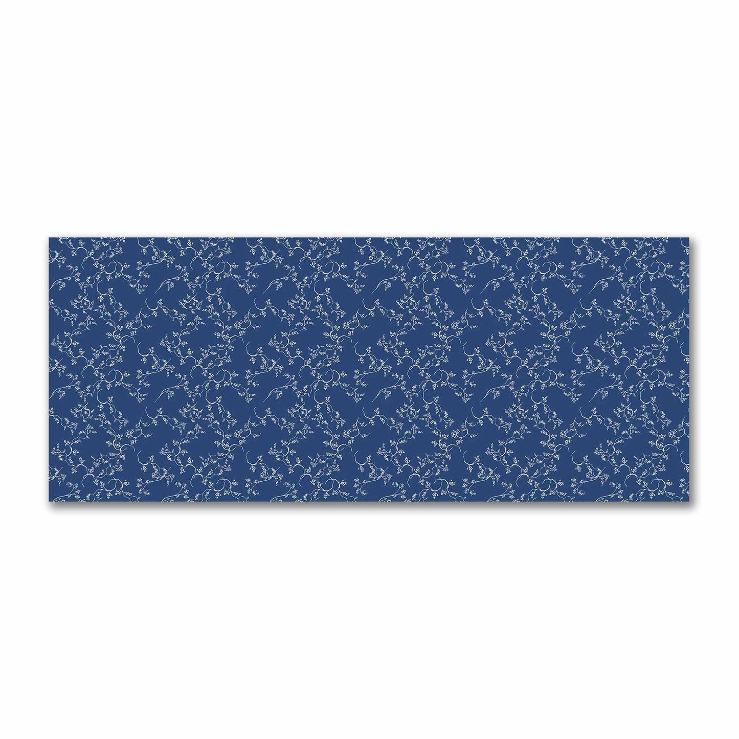 Royal Blue Cotton Sateen Fabric with Pale Cream Vine Print  | FACS-1293-182