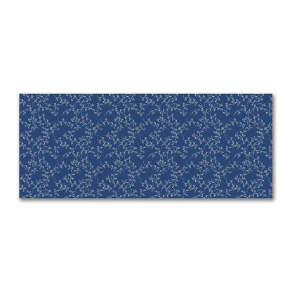 Royal Blue Cotton Sateen Fabric with Pale Cream Vine Print  | FACS-1293-182