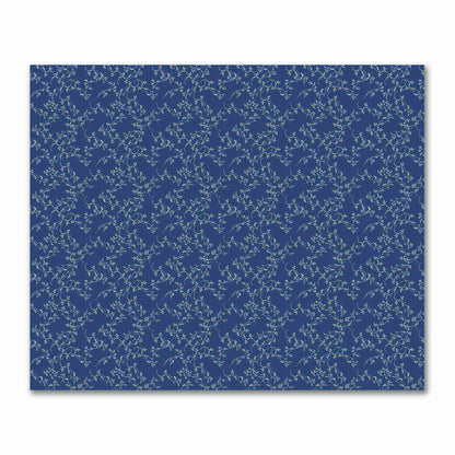Royal Blue Cotton Sateen Fabric with Pale Cream Vine Print  | FACS-1293-182