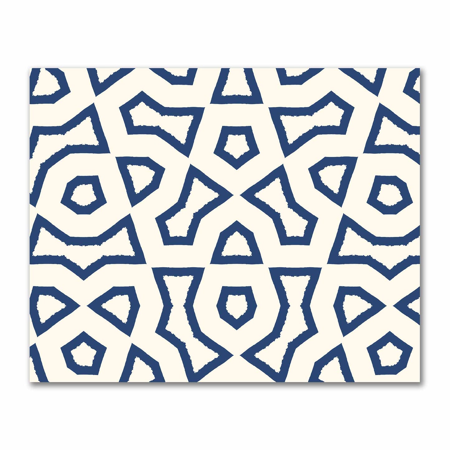 Pale Cream Cotton Sateen Fabric with Bold Royal Blue Graphic  | FACS-1293-391