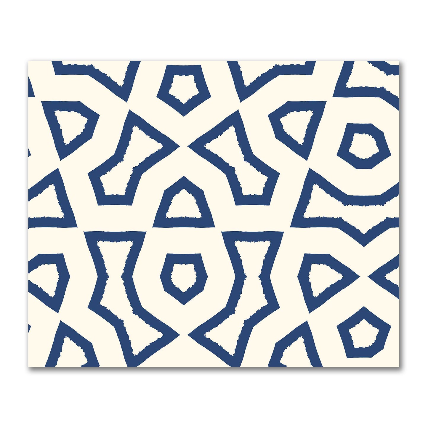 Pale Cream Cotton Sateen Fabric with Bold Royal Blue Graphic  | FACS-1293-391