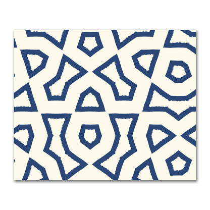 Pale Cream Cotton Sateen Fabric with Bold Royal Blue Graphic  | FACS-1293-391