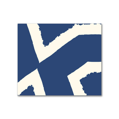 Royal Blue Cotton Sateen Fabric with Bold Pale Cream Graphic  | FACS-1293-392