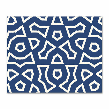 Royal Blue Cotton Sateen Fabric with Bold Pale Cream Graphic  | FACS-1293-392