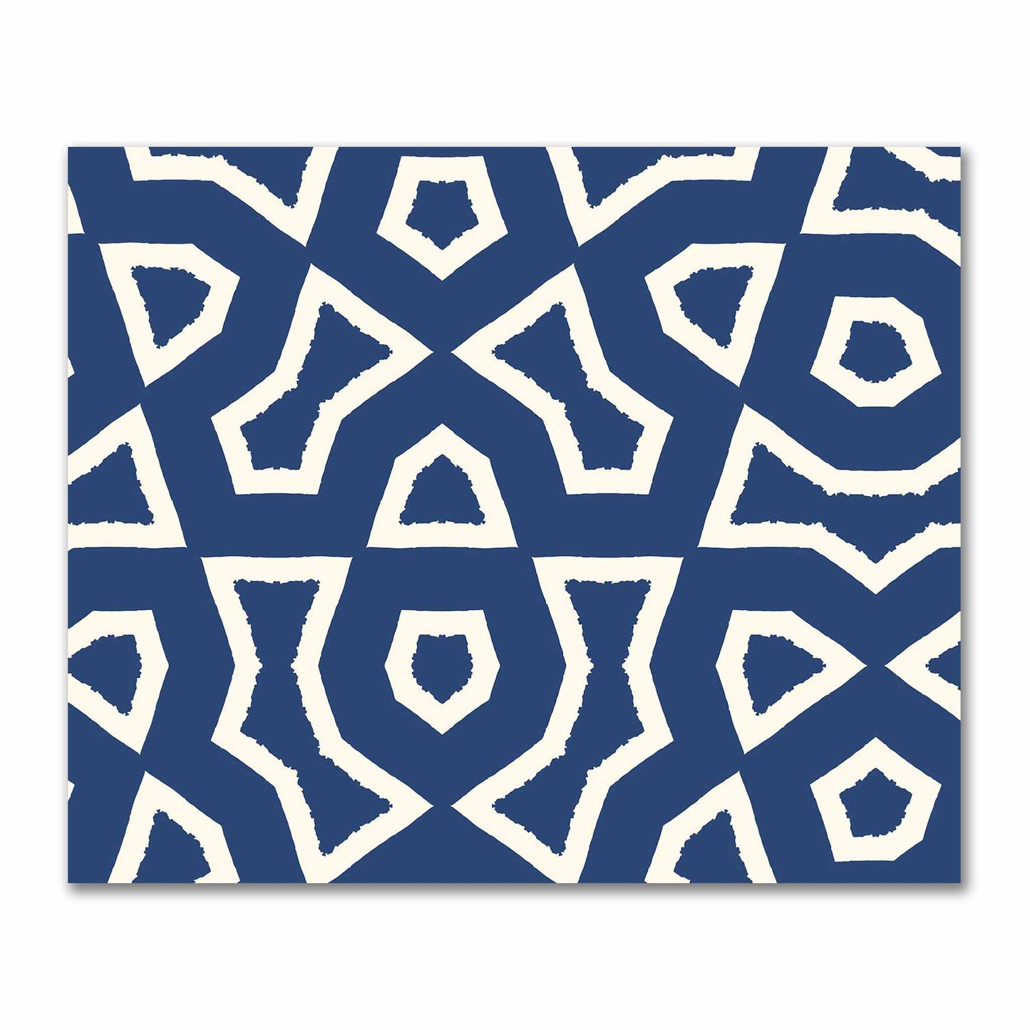 Royal Blue Cotton Sateen Fabric with Bold Pale Cream Graphic  | FACS-1293-392