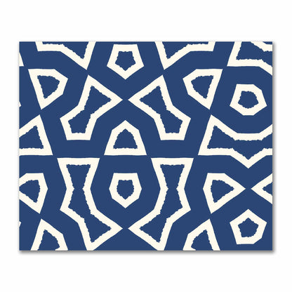Royal Blue Cotton Sateen Fabric with Bold Pale Cream Graphic  | FACS-1293-392