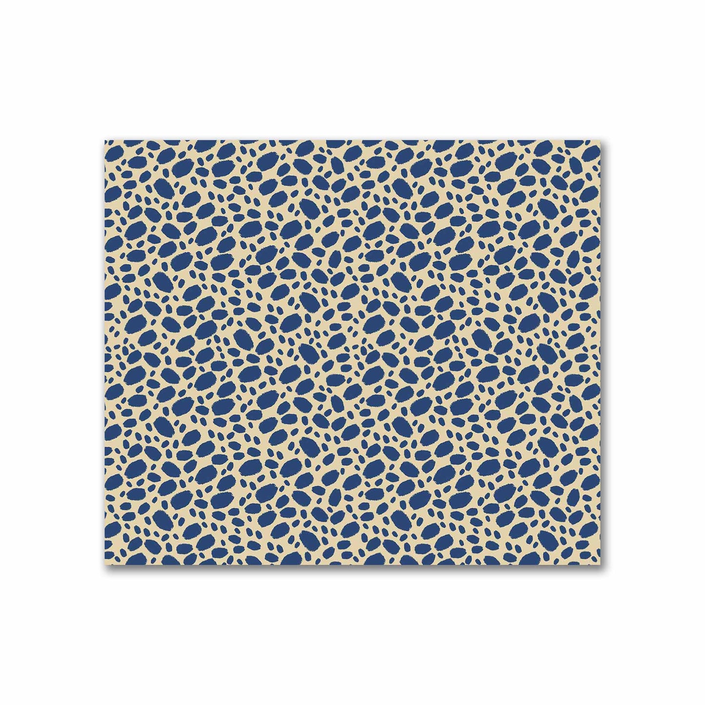 Tan Cotton Sateen Fabric with Royal Blue Hand-painted Dab Motif Print | FACS-1294-092