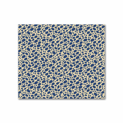 Tan Cotton Sateen Fabric with Royal Blue Hand-painted Dab Motif Print | FACS-1294-092