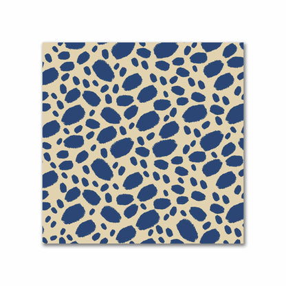 Tan Cotton Sateen Fabric with Royal Blue Hand-painted Dab Motif Print | FACS-1294-092