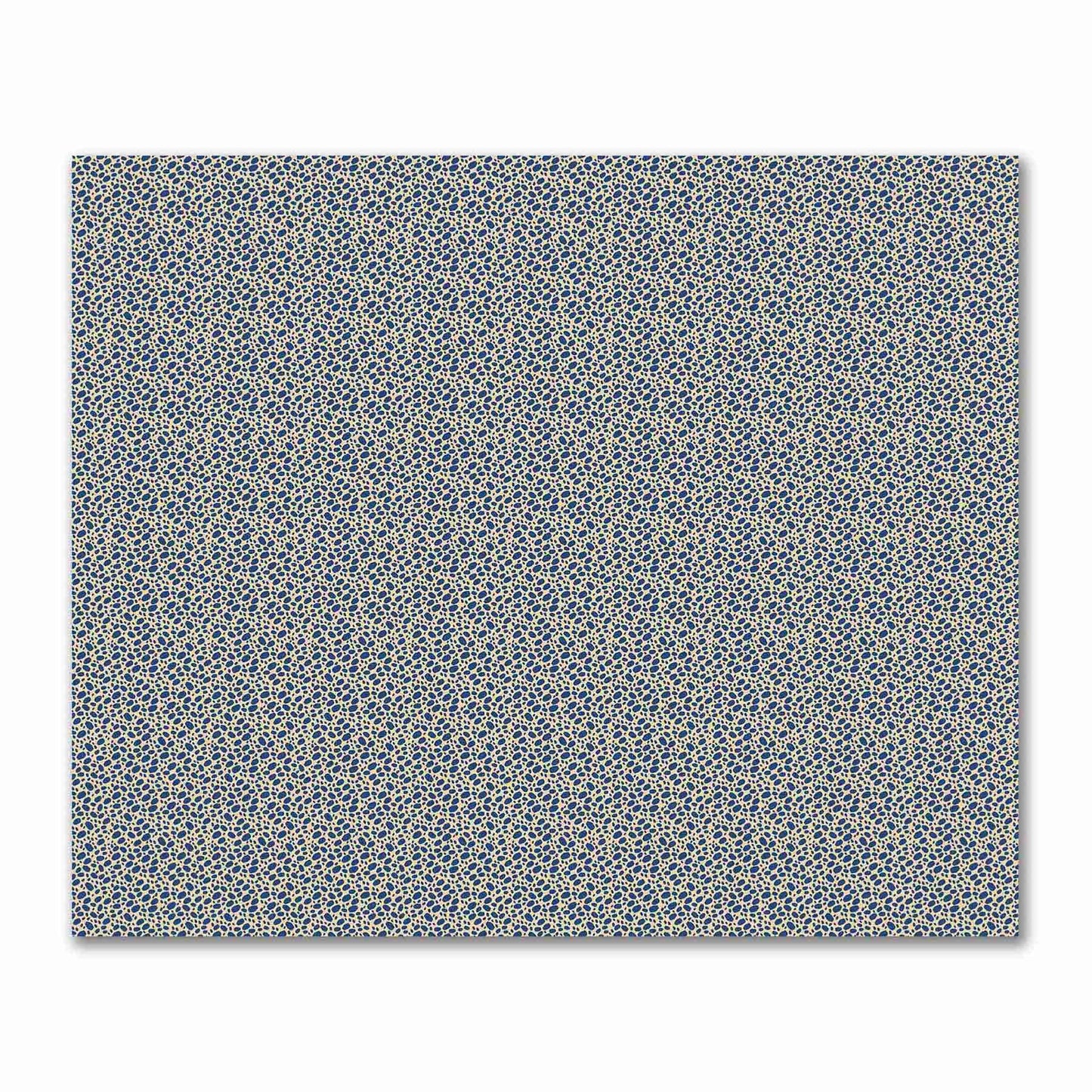 Tan Cotton Sateen Fabric with Royal Blue Hand-painted Dab Motif Print | FACS-1294-092
