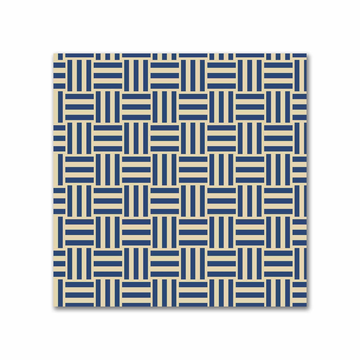 Tan Cotton Sateen Fabric with Royal Blue Single Weave Motif Print | FACS-1294-142