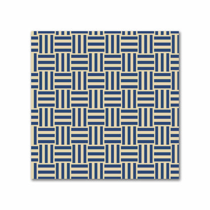 Tan Cotton Sateen Fabric with Royal Blue Single Weave Motif Print | FACS-1294-142