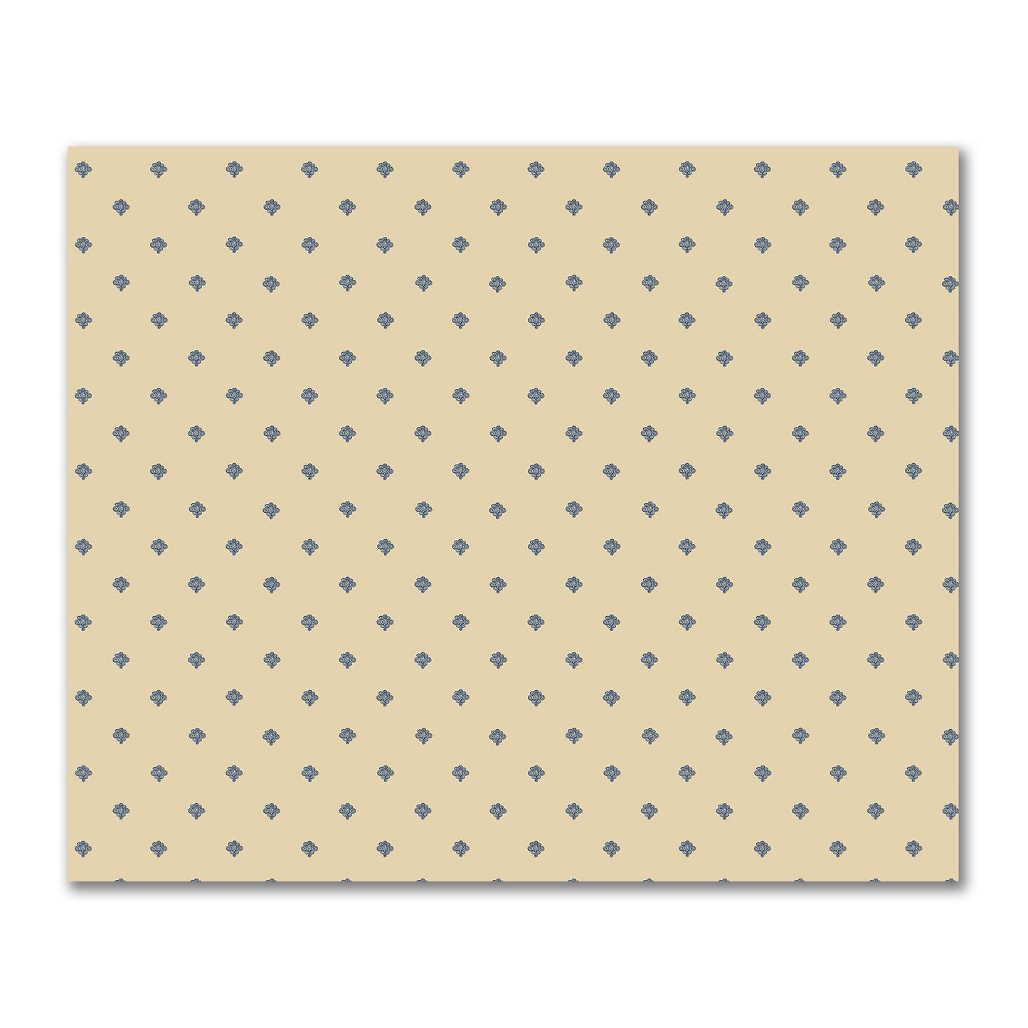 Tan Cotton Sateen Fabric with Royal Blue Hand-painted Swizzle Motif Print | FACS-1294-171