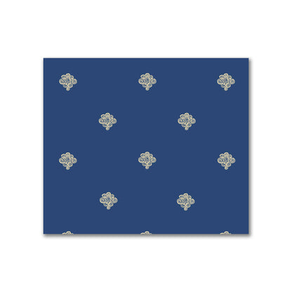 Royal Blue Cotton Sateen Fabric with Tan Hand-painted Swizzle Motif Print | FACS-1294-172