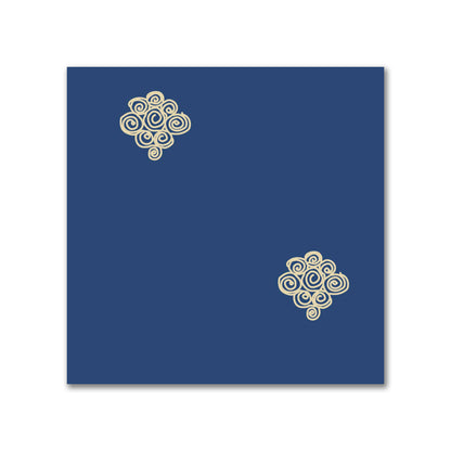 Royal Blue Cotton Sateen Fabric with Tan Hand-painted Swizzle Motif Print | FACS-1294-172