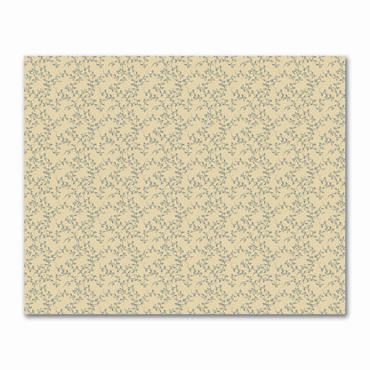 Tan Cotton Sateen Fabric with Royal Blue Hand-painted Vine Print | FACS-1294-181