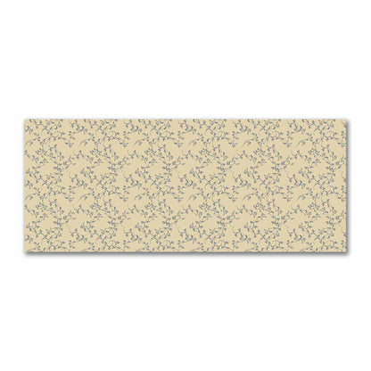 Tan Cotton Sateen Fabric with Royal Blue Hand-painted Vine Print | FACS-1294-181