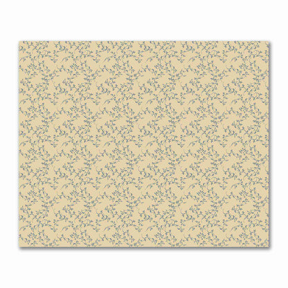 Tan Cotton Sateen Fabric with Royal Blue Hand-painted Vine Print | FACS-1294-181