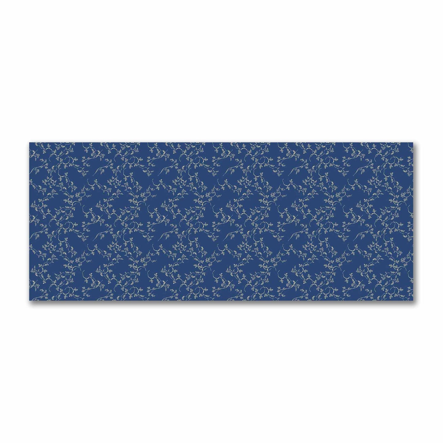 Royal Blue Cotton Sateen Fabric with Tan Vine Print  | FACS-1294-182