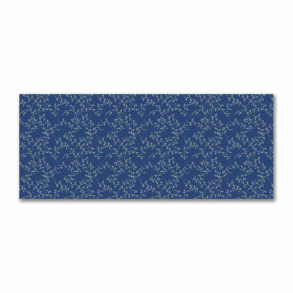 Royal Blue Cotton Sateen Fabric with Tan Vine Print  | FACS-1294-182