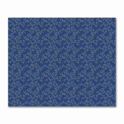 Royal Blue Cotton Sateen Fabric with Tan Vine Print  | FACS-1294-182