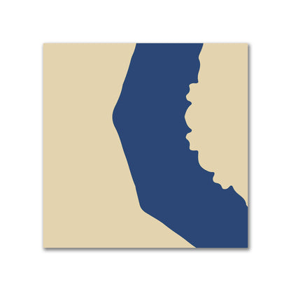 Tan Cotton Sateen Fabric with Bold Royal Blue Graphic  | FACS-1294-391