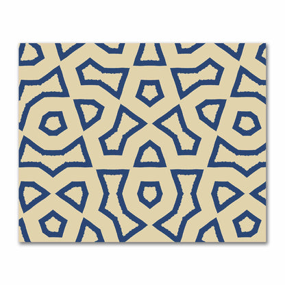 Tan Cotton Sateen Fabric with Bold Royal Blue Graphic  | FACS-1294-391