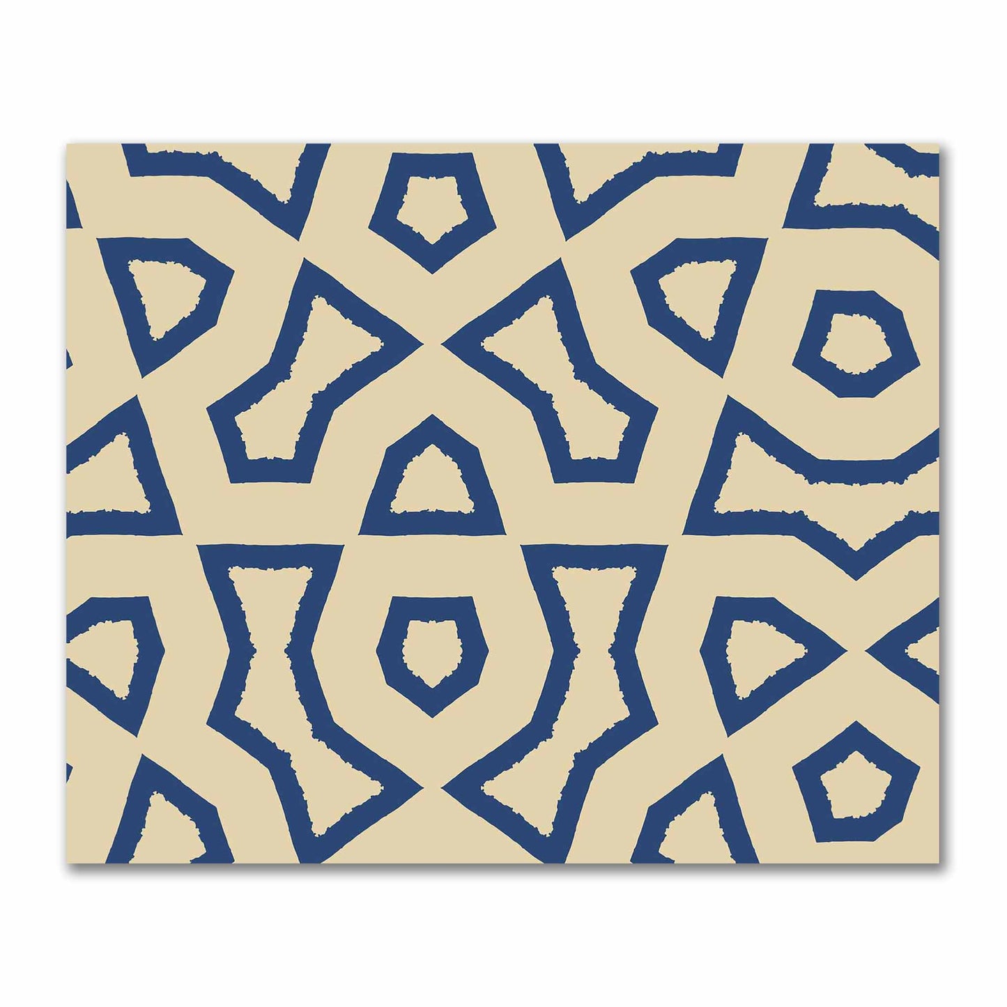Tan Cotton Sateen Fabric with Bold Royal Blue Graphic  | FACS-1294-391
