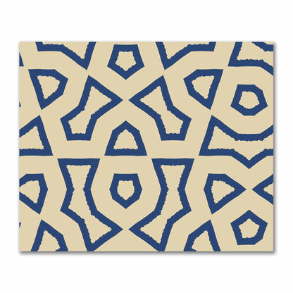 Tan Cotton Sateen Fabric with Bold Royal Blue Graphic  | FACS-1294-391