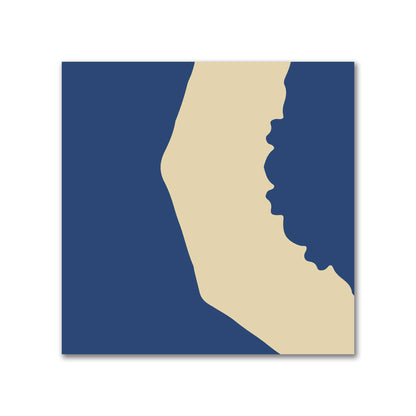 Royal Blue Cotton Sateen Fabric with Bold Tan Graphic  | FACS-1294-392