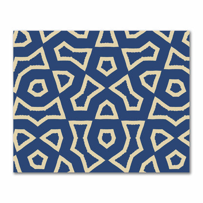 Royal Blue Cotton Sateen Fabric with Bold Tan Graphic  | FACS-1294-392