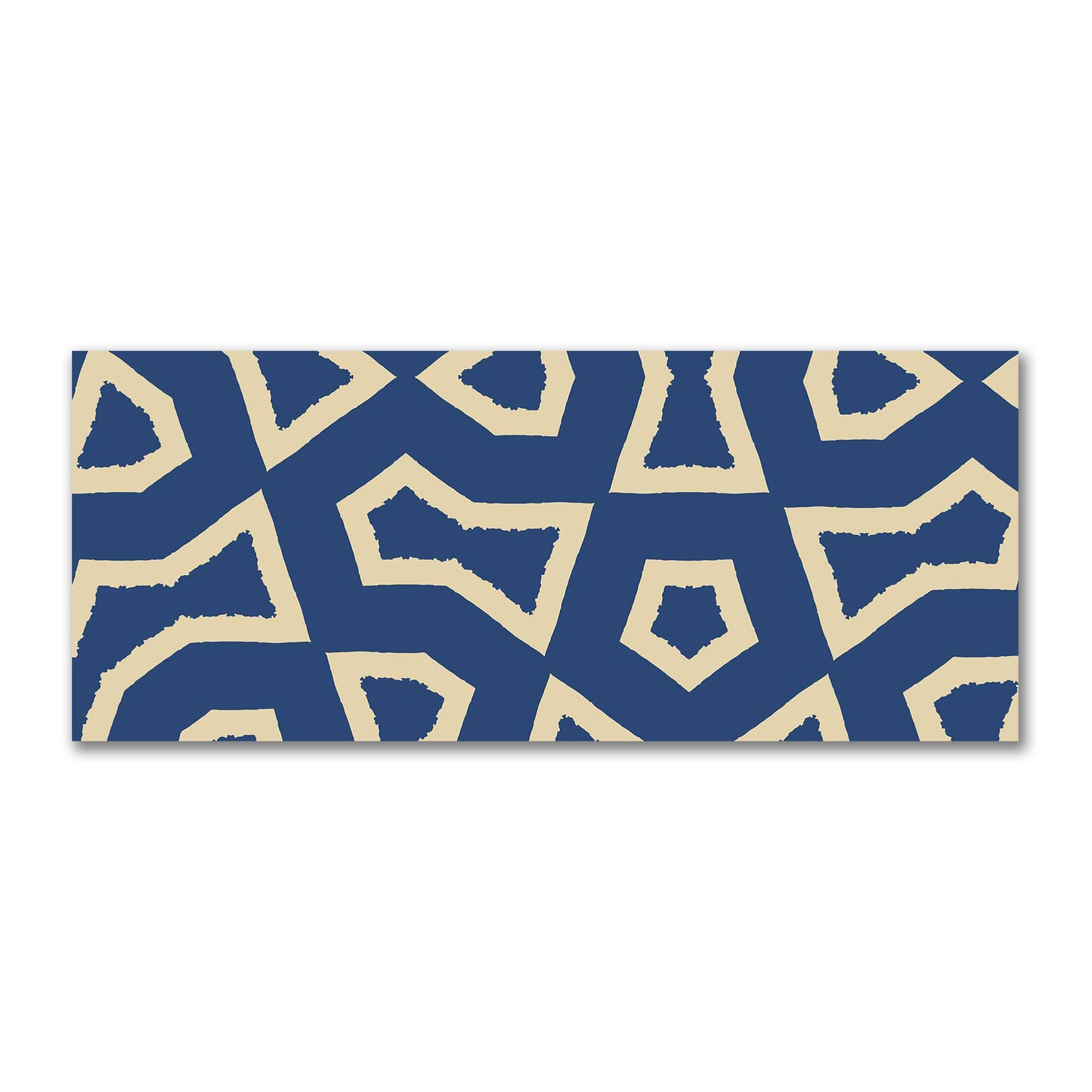 Royal Blue Cotton Sateen Fabric with Bold Tan Graphic  | FACS-1294-392