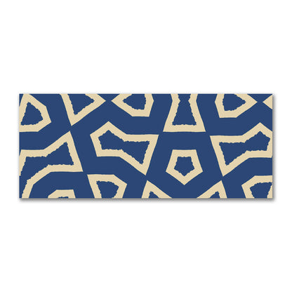 Royal Blue Cotton Sateen Fabric with Bold Tan Graphic  | FACS-1294-392