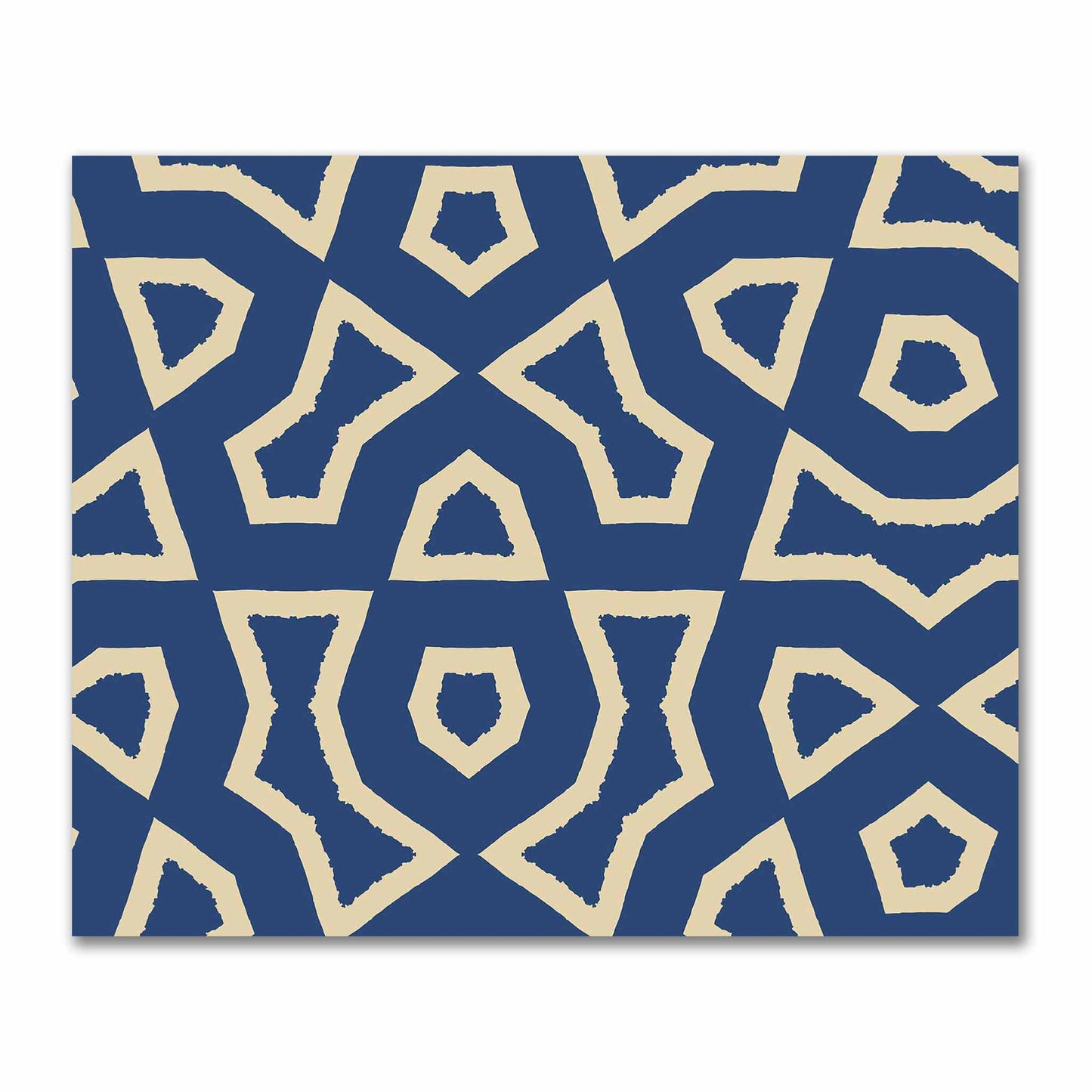 Royal Blue Cotton Sateen Fabric with Bold Tan Graphic  | FACS-1294-392